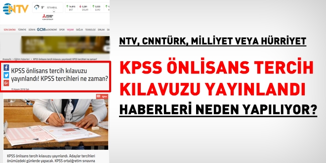 Yaynlanmam olan KPSS nlisans Tercih Klavuzu iin neden yaynland deniyor?