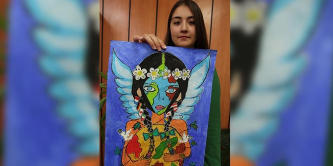 Lise öğrencisi yaptığı resimle dünya birincisi oldu