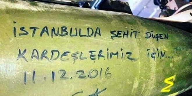 Füzeye: 'İstanbul'da şehit düşen kardeşlerimiz için' notu yazıldı