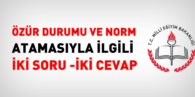 Özür durumu ve Norm atamasıyla ilgili iki soru ve cevap