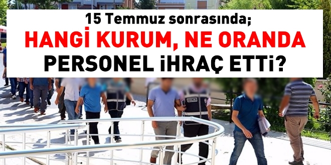 15 Temmuz sonrasnda, hangi kurum ne oranda FET mensubunu ihra etti