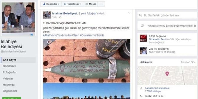 El Bab'dan, belediye başkanına top mermisiyle selam yolladı