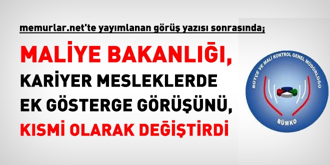 BÜMKO, kariyer mesleklerde ek gösterge görüşünü kısmi olarak değiştirdi