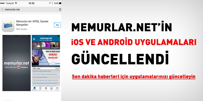 memurlar.net'in ios ve android uygulamaları güncellendi