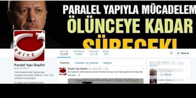 Twitter'daki 'Paralel Yap Deifre' kullancs gzaltnda