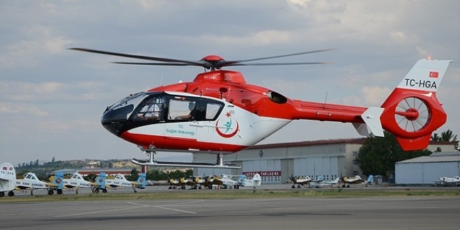 Ambulans helikopter, tansiyon hastası için havalandı