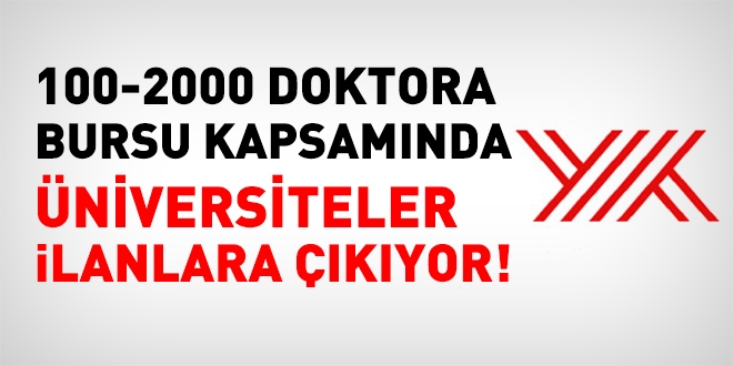 100-2000 doktora bursu kapsamında üniversiteler ilana çıkıyor!