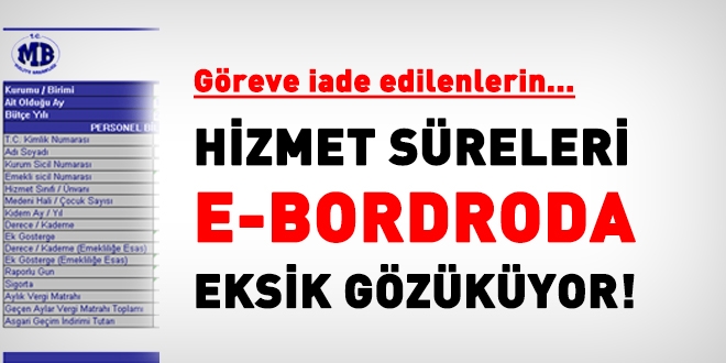 Akta iken greve iade edilenlerin eksik hizmet sreleri iin bir ey yaplmas gerekiyor mu?