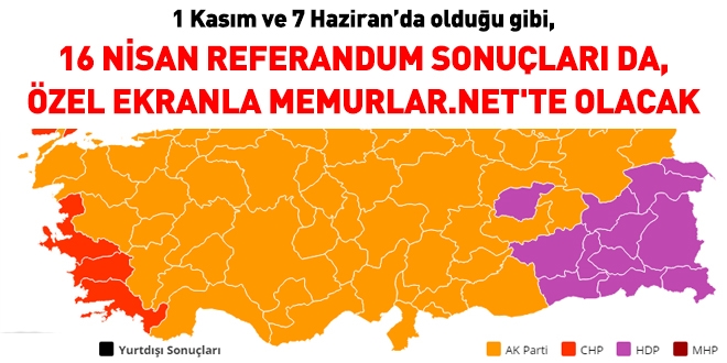 16 Nisan referandum sonuçları, memurlar.net'te olacak