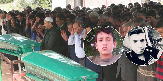 Denizde boğulan 2 çocuk yan yana toprağa verildi