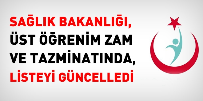 Sağlık Bakanlığı, üst öğrenim zam ve tazminatında listeyi güncelledi