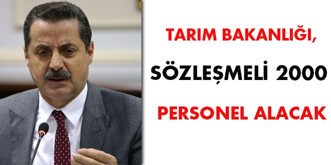 Tarım Bakanlığı sözleşmeli 2000 personel alacak