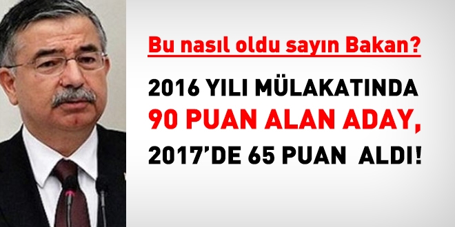 Sözleşmeli öğretmen adayı 2016'da 90, 2017'de 65 puan aldı