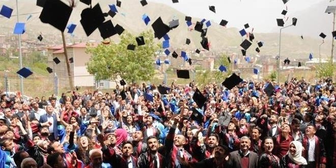 Hakkari niversitesi'nde halayl mezuniyet sevinci