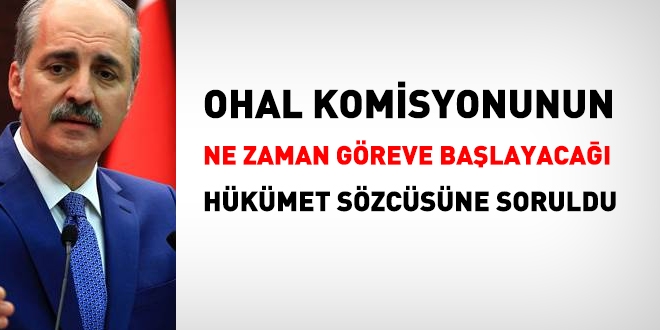 OHAL Komisyonunun ne zaman çalışmaya başlayacağı, Hükümet sözcüsüne soruldu