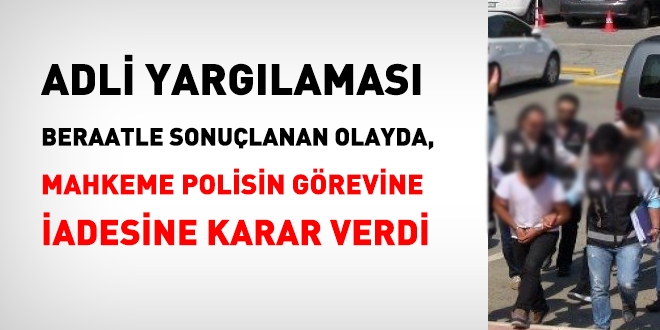 Adli yargılaması beraatle sonuçlanan olayda, mahkeme polisin iadesine karar verdi