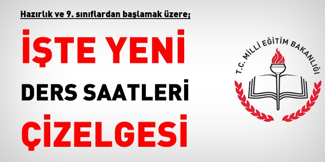 İşte, hazırlık ve 9. sınıflarda uygulamaya konan yeni haftalık ders saatleri çizelgesi