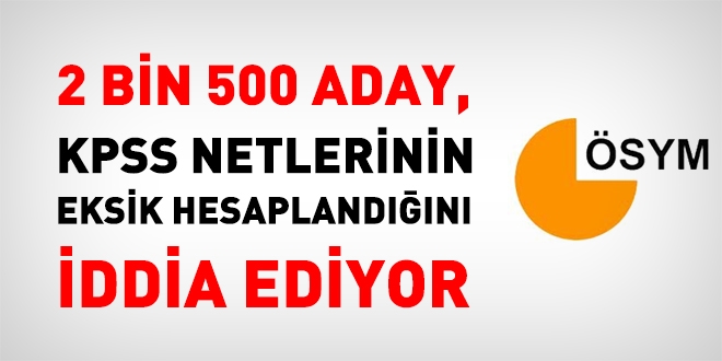 2 bin 500 aday KPSS netlerinin eksik hesaplandn iddia ediyor