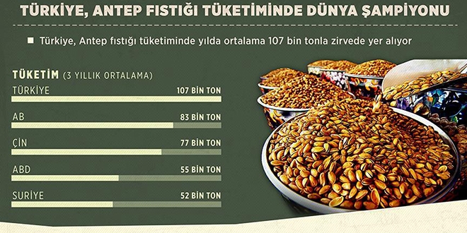 Antep fıstığı tüketiminde Türkiye zirvede