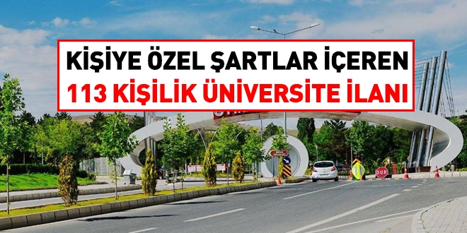 Kiiye zel artlar ieren 113 kiilik niversite ilan