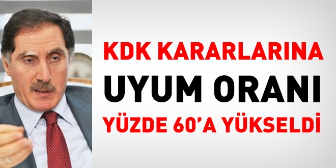 'KDK kararlarna uyum oran yzde 60'a ulat'