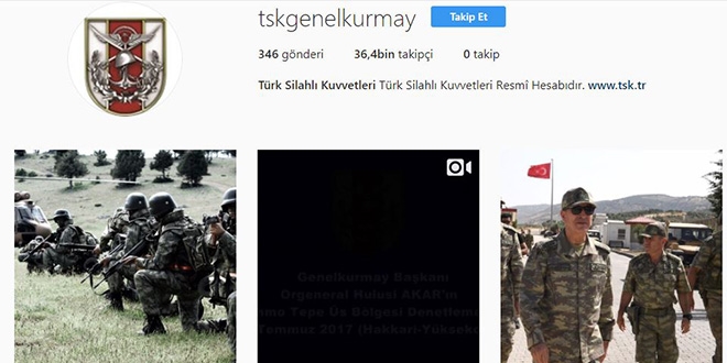 TSK Instagram'da hesap at