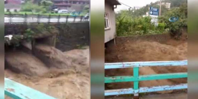 Rize'de şiddetli yağış: Salarha Deresi taştı...