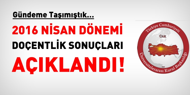 2016 Nisan dönemi doçentlik sonuçları açıklandı