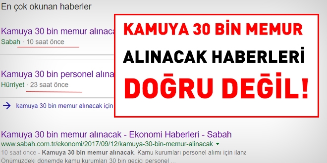 Kamuya 30 bin memur alınacak haberleri doğru değil!