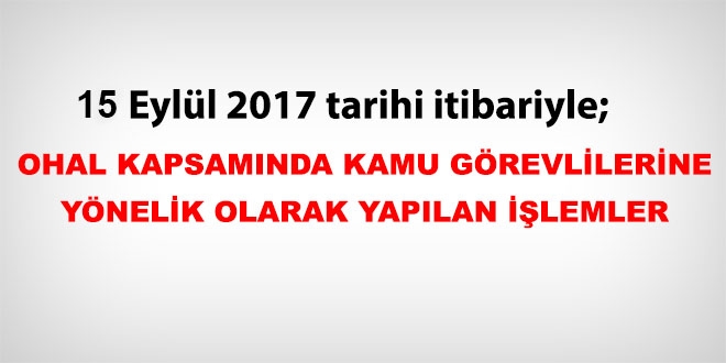 15 Eyll 2017 tarihi itibariyle haklarnda ilem yaplan kamu personeli