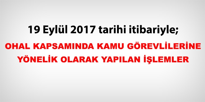 19 Eyll 2017 tarihi itibariyle haklarnda ilem yaplan kamu personeli