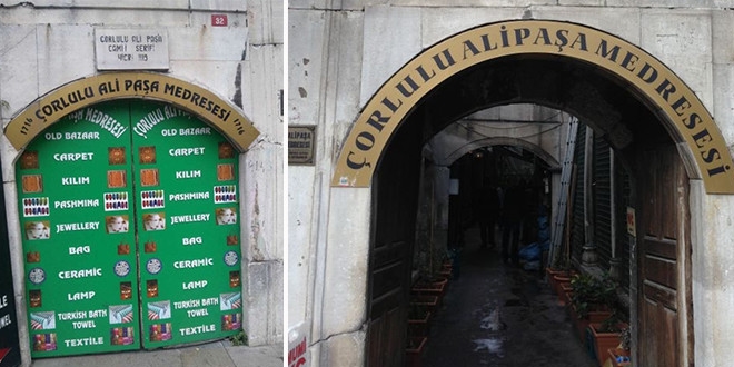 Medrese'nin kapısını reklam panosu yaptılar