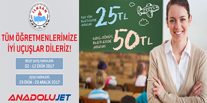 Öğretmenlere indirimli uçak bileti