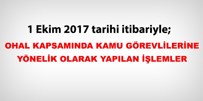 02 Ekim 2017 tarihi itibariyle haklarında işlem yapılan kamu personeli