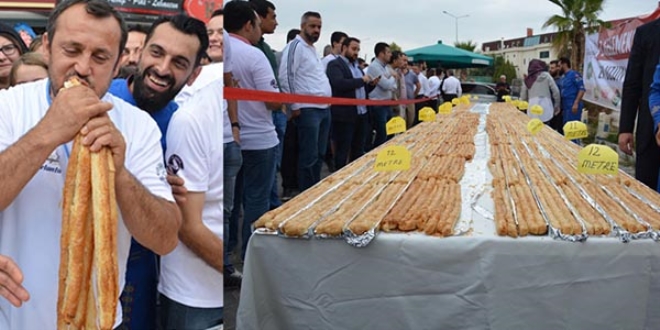 8 dakikada 10 metre kol böreği yedi!