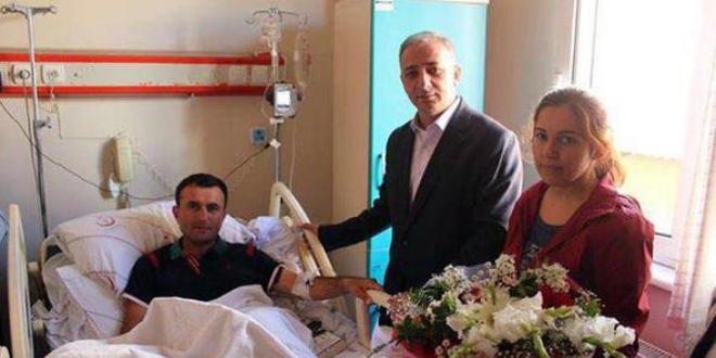 Ak Parti'li il başkanı, yaralı Binbaşı Oruç'u ziyaret etti