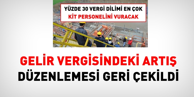 3. dilim gelir vergisi düzenlemesindeki artış geri çekildi