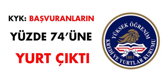 KYK: Başvuranların yüzde 74'üne yurt çıktı