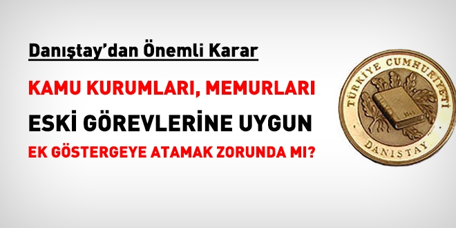 Kurumlar, grevden ald personeli, eski grevlerine uygun ek gstergeli bir greve atamak zorunda m?