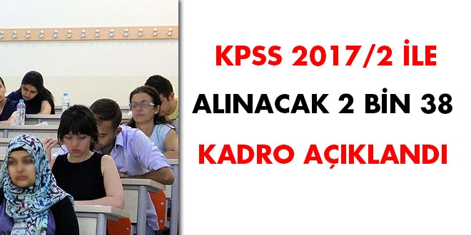 KPSS 2017/2 ile alnacak 2 bin 38 kadro akland