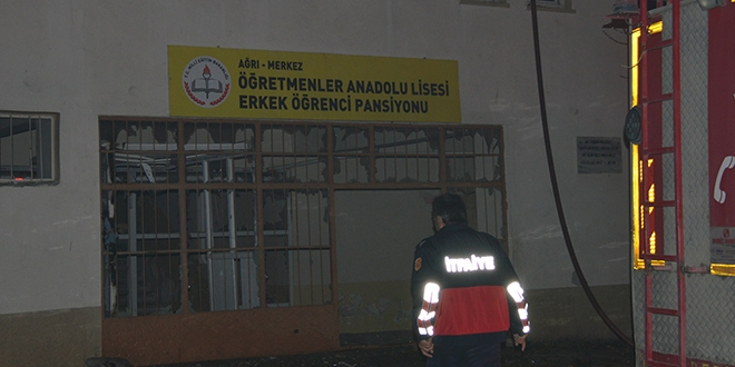 Kullanılmayan eski öğrenci yurdu binasında yangın