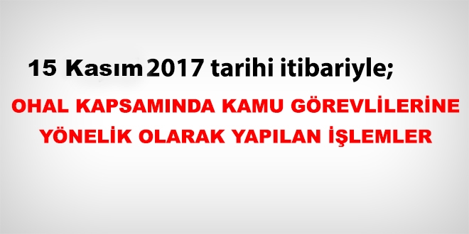15 Kasm 2017 tarihi itibariyle haklarnda ilem yaplan kamu personeli
