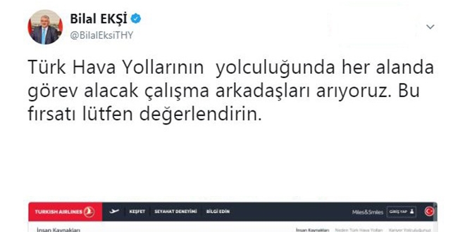 THY'den geniş kapsamlı personel alımı duyurusu