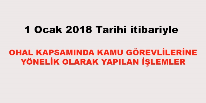 1 Ocak 2018 tarihi itibariyle haklarında işlem yapılan kamu personeli