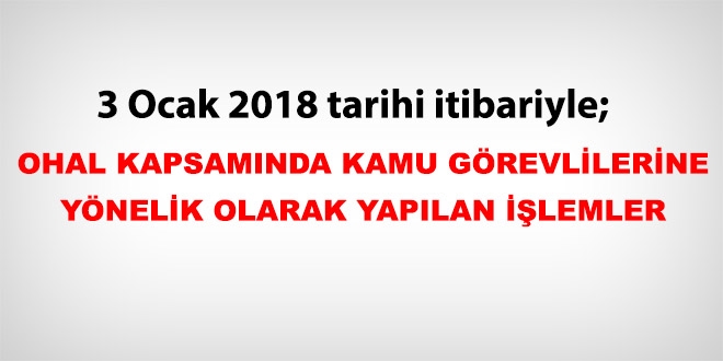 3 Ocak 2018 tarihi itibariyle haklarnda ilem yaplan kamu personeli