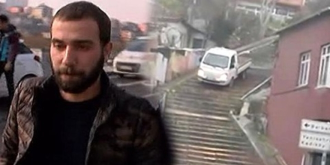 Aracıyla merdivenlerden inen kişi gözaltına alındı