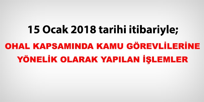 15 Ocak 2018 tarihi itibariyle haklarında işlem yapılan kamu personeli