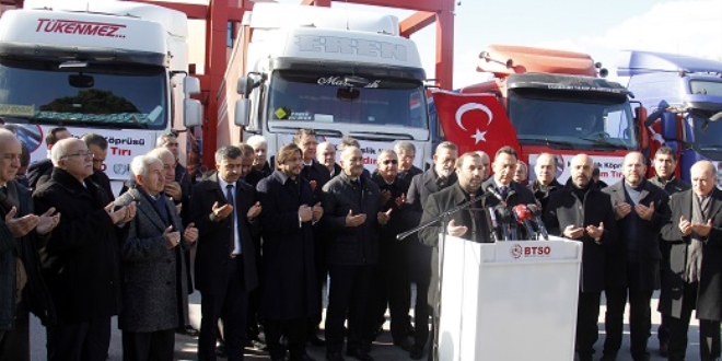 Bursa Ticaret ve Sanayi Odası'ndan Suriyelilere 10 tır yardım