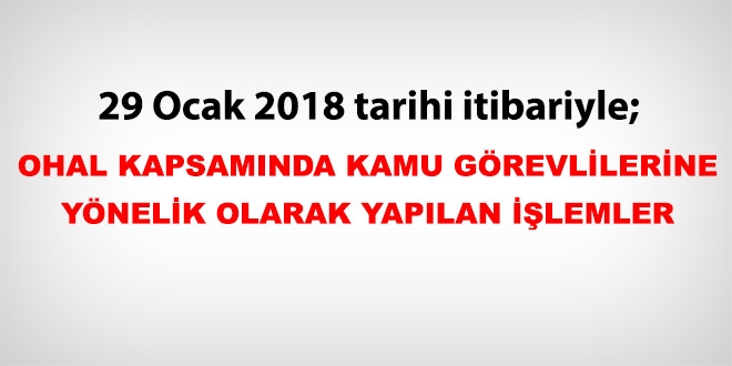 29 Ocak 2018 tarihi itibariyle haklarında işlem yapılan kamu personeli