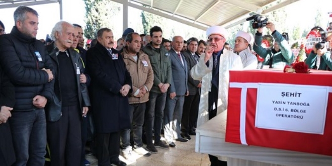 İdlib'de şehit olan DSİ çalışanı son yolculuğuna uğurlandı